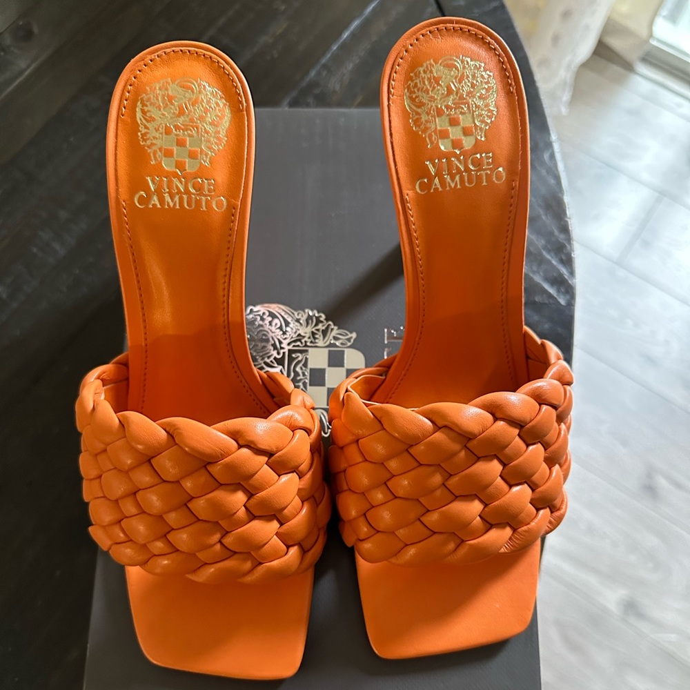 New Vince Camuto Brinela Braided Mule Orange
